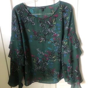 Banana Republic Botanical Print Green Blouse Size XL